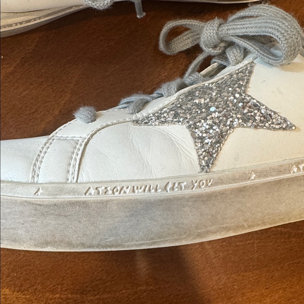 Golden Goose Hi-Star Sneakers Glitter Star "ATION WILL GET YOU” 41 pink/cream - Picture 5 of 11